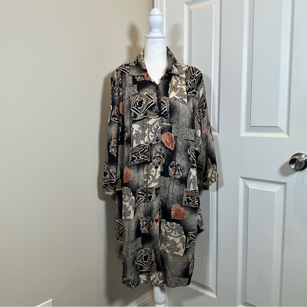 Cherry Creek Button Down Patterned Top Size Xl - image 1